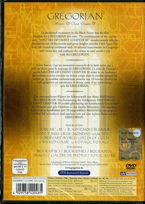 Gregorian. Masters Of Chant Chapter 3 (DVD) - DVD di Gregorian - 2