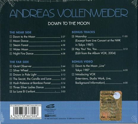 Down the Moon - CD Audio di Andreas Vollenweider - 2