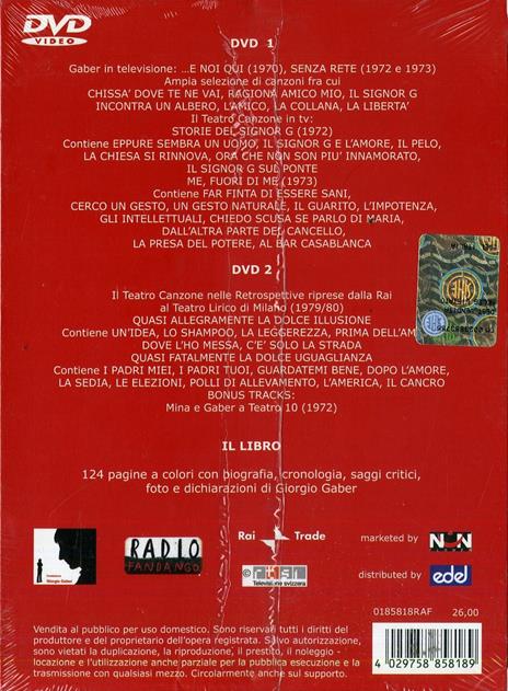 Giorgio Gaber. Gli anni settanta (con libro) (2 DVD) - DVD di Giorgio Gaber - 2