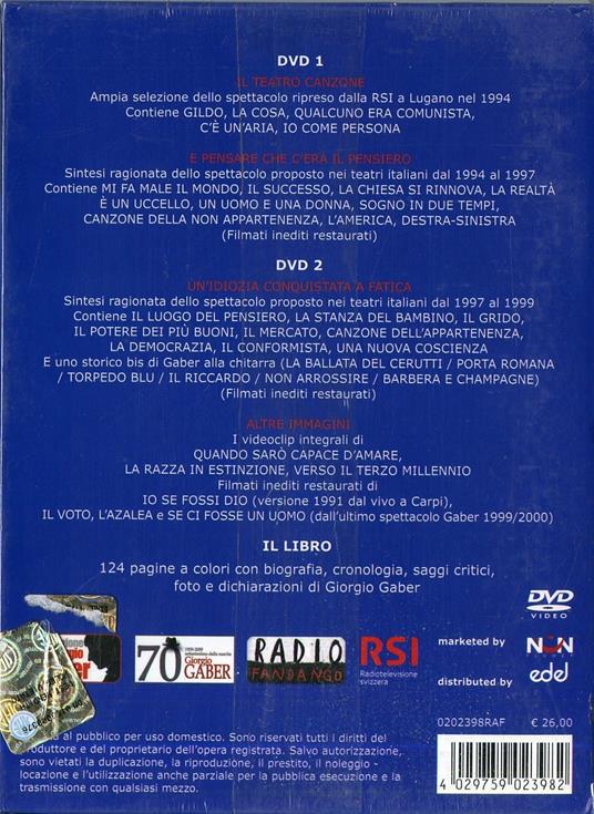 Giorgio Gaber. Gli anni novanta (con libro) (2 DVD) - DVD di Giorgio Gaber - 2