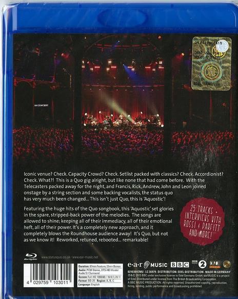 Status Quo. Aquostic. Live At The Roundhouse (Blu-ray) - Blu-ray di Status Quo - 2