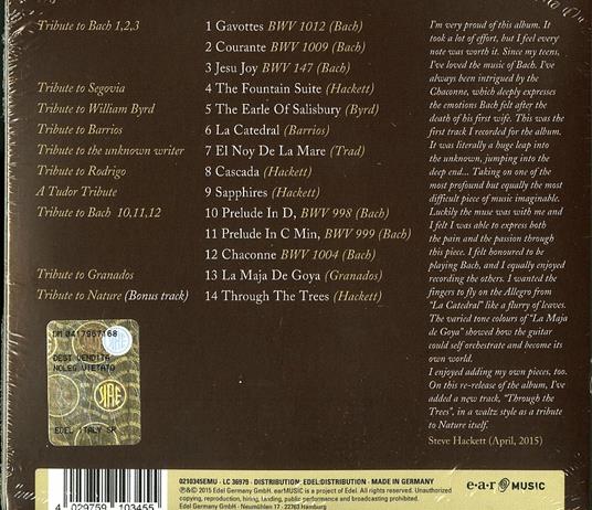 Tribute - CD Audio di Steve Hackett - 2