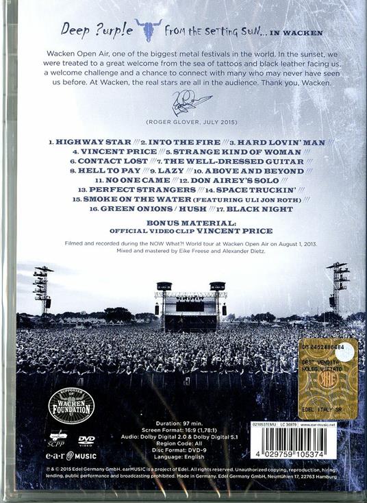 Deep Purple. From the Setting Sun... In Wacken (DVD) - DVD di Deep Purple - 2