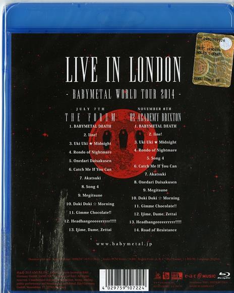 Babymetal. Live in London. World Tour 2014 (Blu-ray) - Blu-ray di Babymetal - 2