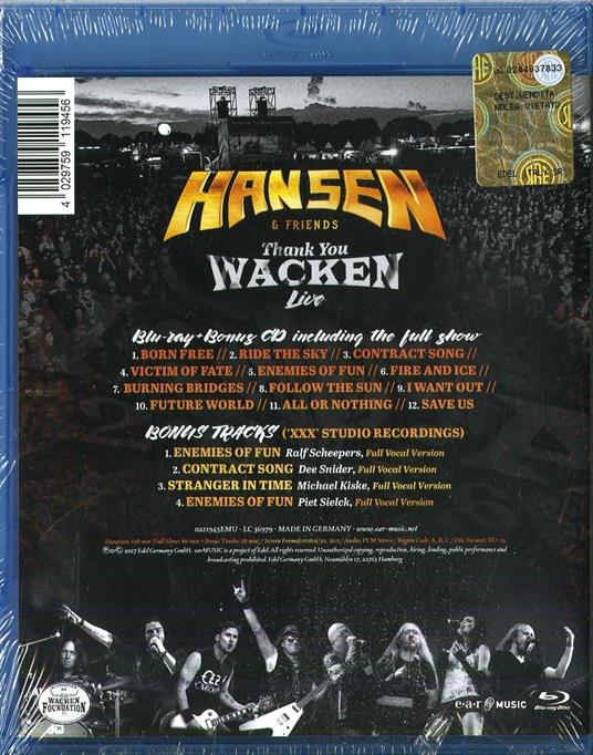 Thank You Wacken (Limited Edition) - CD Audio + Blu-ray di Kai Hansen - 2