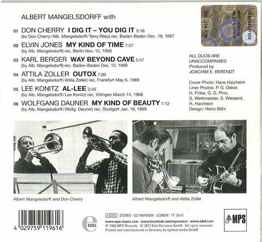 And His Friends - CD Audio di Albert Mangelsdorff - 2