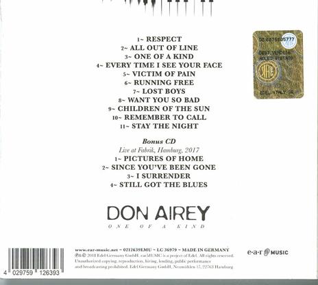 One of a Kind (Digipack) - CD Audio di Don Airey - 2