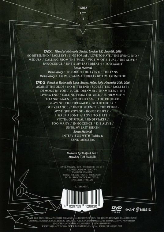 Act II (2 DVD) - DVD di Tarja - 2