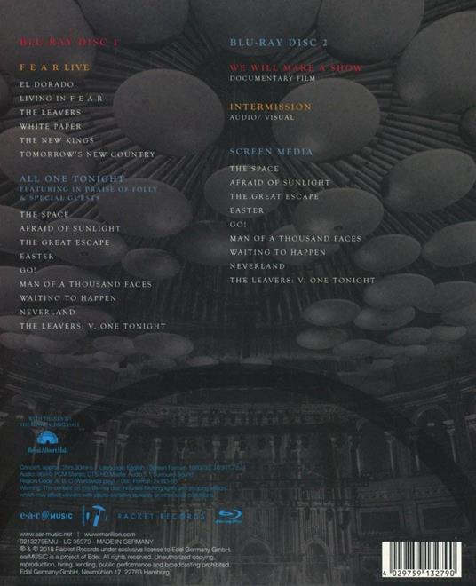 All One Tonight. Live at the Royal Albert Hall (2 Blu-ray) - Blu-ray di Marillion - 2