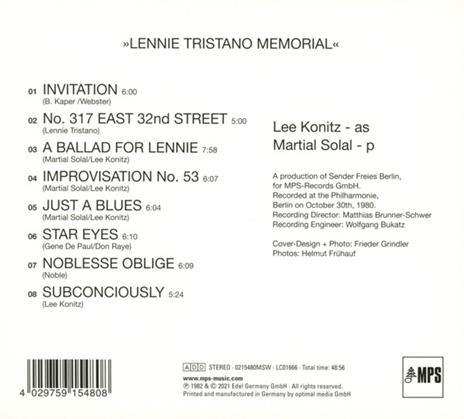 Berlin Jazz Days '80 - CD Audio di Lee Konitz,Martial Solal - 2