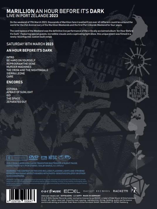 An Hour Before it's Dark. Live in Port Zelande 2023 (DVD) - DVD di Marillion - 2