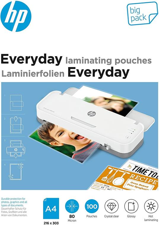 HP Pellicole per plastificatrice Everyday A4 80 Micron 100x