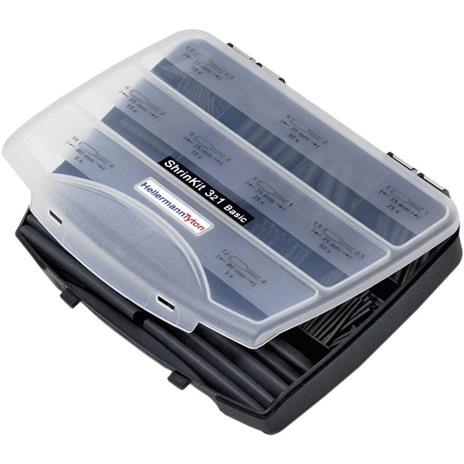 HellermannTyton 380-03001 Assortimento di guaine termoretraibili Nero Rapporto di restringimento:3:1 220 Parti