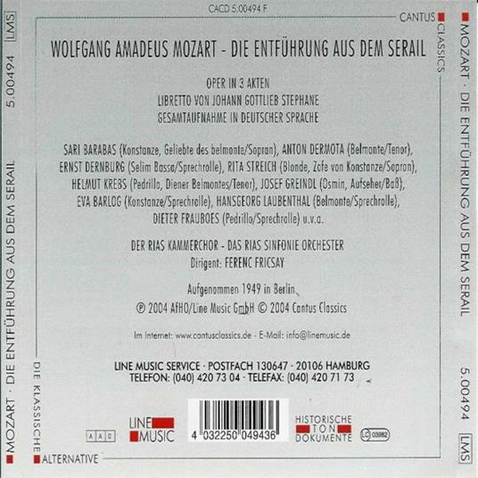 Il ratto dal serraglio (Die Entführung aus dem Serail) - CD Audio di Wolfgang Amadeus Mozart,Ferenc Fricsay - 2