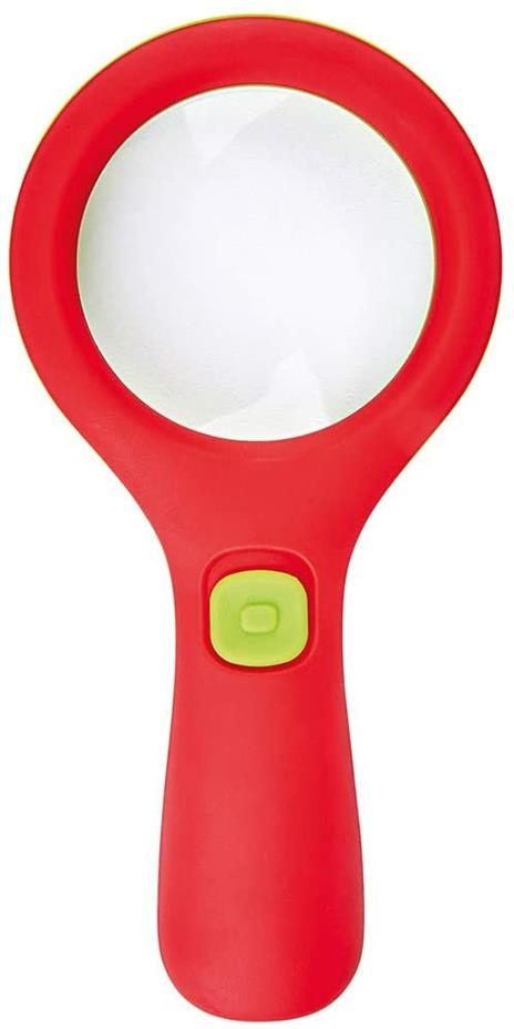 Moses 16124 Krabbelkäfer - Lente d'ingrandimento con luce, per bambini dai 3 anni in su, con 3 LED, colore: rosso e verde