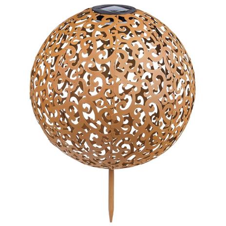 HI Lampada Solare a LED per Esterni Sfera 28,5 cm in Metallo Marrone - 2