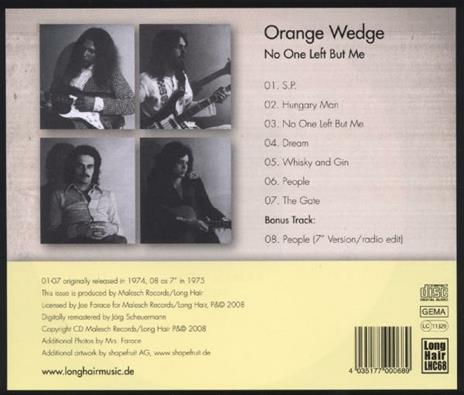 No One Left but Me - CD Audio di Orange Wedge - 2