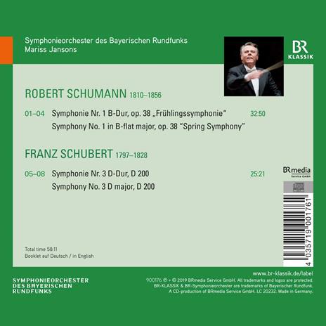 Sinfonia n.1 op.38 "Primavera" / Sinfonia n.3 D200 - CD Audio di Franz Schubert,Robert Schumann,Mariss Jansons,Orchestra Sinfonica della Radio Bavarese - 2