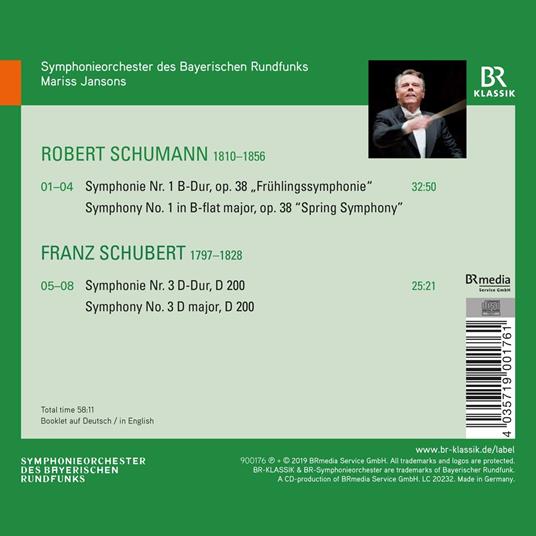 Sinfonia n.1 op.38 "Primavera" / Sinfonia n.3 D200 - CD Audio di Franz Schubert,Robert Schumann,Mariss Jansons,Orchestra Sinfonica della Radio Bavarese - 2
