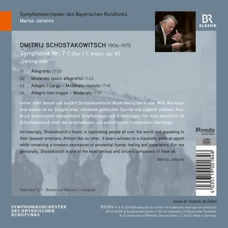 Sinfonia n.7 Leningrado - CD Audio di Dmitri Shostakovich,Mariss Jansons - 2