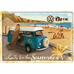 Cartolina metallica Metal Card VW Bulli - Ready for the Summer, 14x0x10 cm