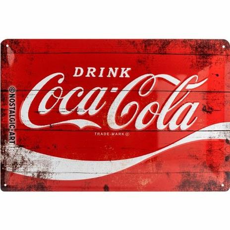 Cartello Tin Sign 20 x 30cm Coca-Cola - Logo Red Wave, 30x0x20 cm