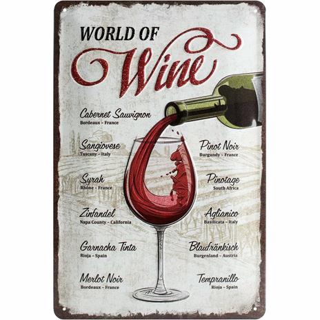 Cartello Tin Sign 20 x 30cm World of Wine, 30x0x20 cm - 6