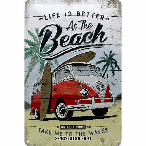 Cartello Tin Sign 20 x 30 cm VW Bulli - Beach