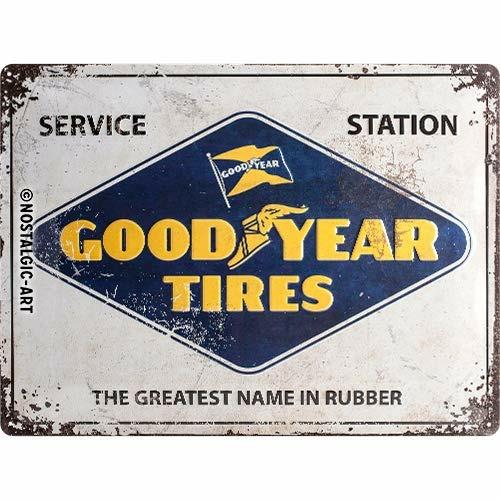 Cartello Tin Sign 30 x 40 cm Goodyear - Logo White