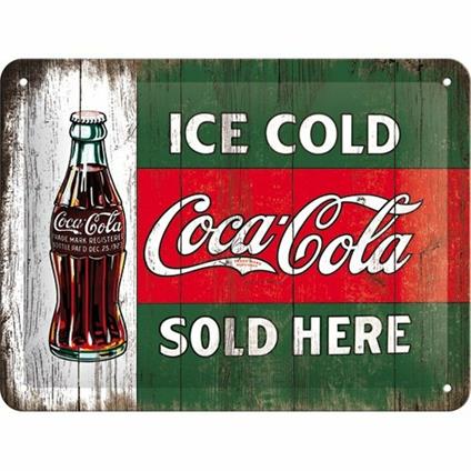 Cartello Tin Sign 15 x 20cm Coca-Cola - Ice Cold Sold Here, 20x0x15 cm