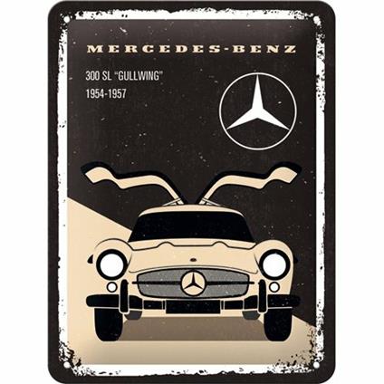 Cartello Tin Sign 15 x 20 cm Mercedes-Benz - 300 SL Beige