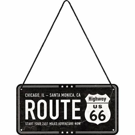 Cartello Hanging Sign Highway 66 Black