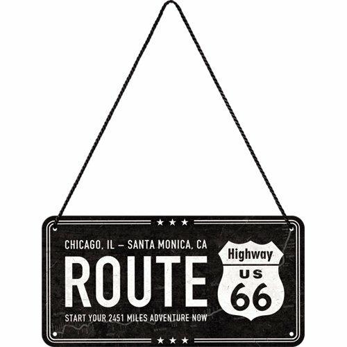 Cartello Hanging Sign Highway 66 Black