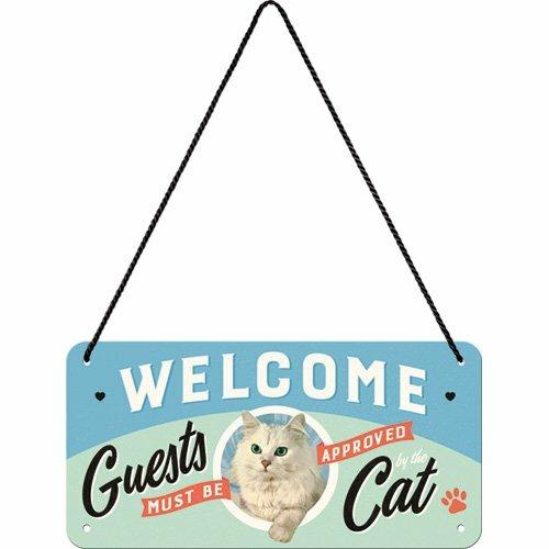 Cartello Hanging Sign Welcome Guests Cat