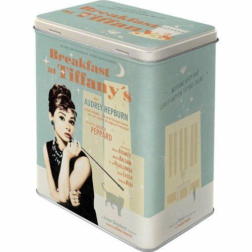 Scatola L Tin Box L Breakfast at Tiffany's Blue, 14x20x10 cm