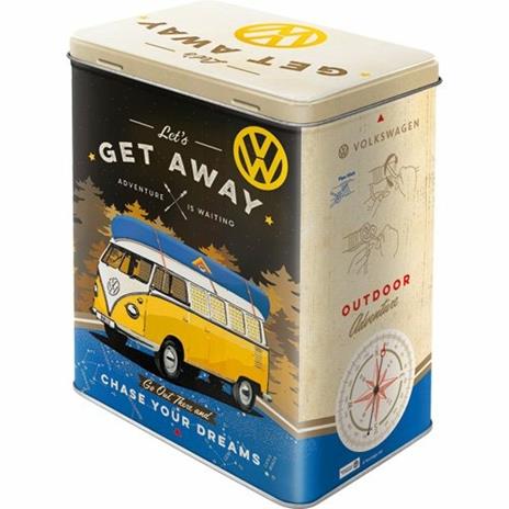 Scatola L Tin Box L VW Bulli - Let's Get Away, 14x20x10 cm - 2