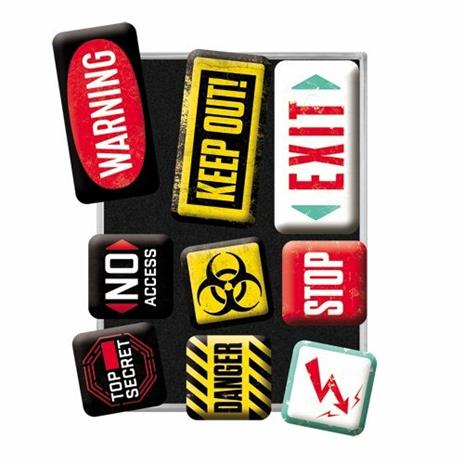 Set di 9 magneti Warning, 9x2x7 cm - 2