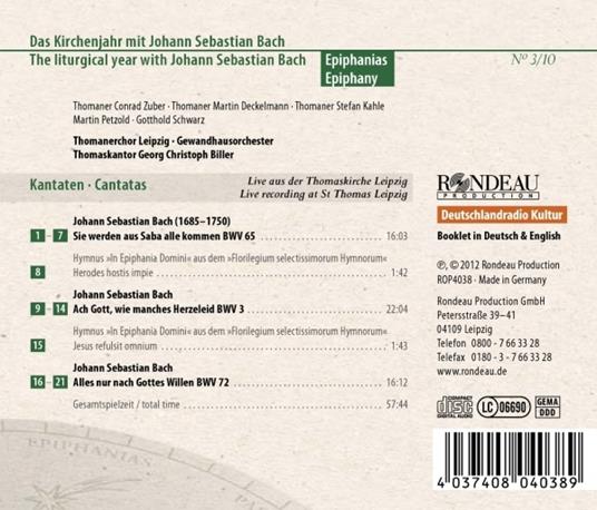Cantate Bwv 3, 65, 72, vol.3 - CD Audio di Johann Sebastian Bach,Georg Christoph Biller - 2