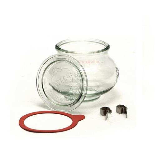 vasetto ml 560 con coperchio 8 cm, completo di guarnizione e clips, vetro,  trasparente - WECK - Idee regalo