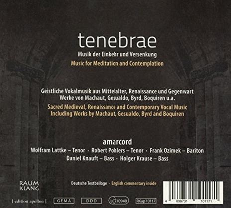 Tenebrae. Sacred Vocal Music - CD Audio di Amarcord - 2