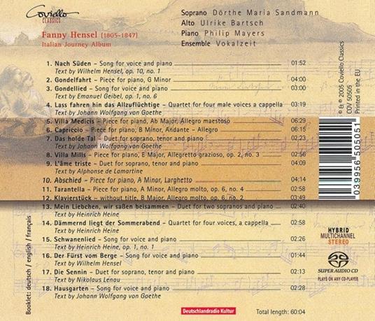 Italian Journey Album - SuperAudio CD di Fanny Mendelssohn-Hensel - 2