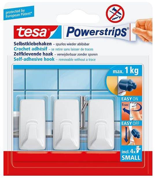 TESA 57072-00000 gancio di stoccaggio domestico Interno Gancio per asciugamano Bianco 3 pz - 4