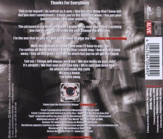 Thanks for Everything - CD Audio Singolo di Dismantled - 2
