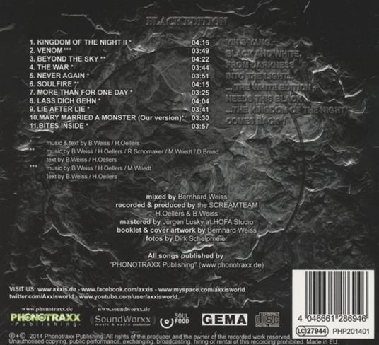 Kindom of the Night II - Black (Digipack) - CD Audio di Axxis - 2