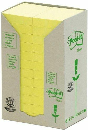 3M Post-it. Torre Da 24 Blocchetti Da 100 Foglietti Post-it In Carta Riciclata Colore Giallo 51x38mm