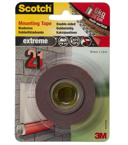 3M Post-it. Nastro Biadesivo Extra-forte 19mmx1,5m