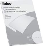 Ibico Basics Confezione da 100 Buste per Plastificazione a Caldo, Leggere, con Finitura Lucida, in Formato A3, 303 mm x 426 mm x 1 mm, Trasparente