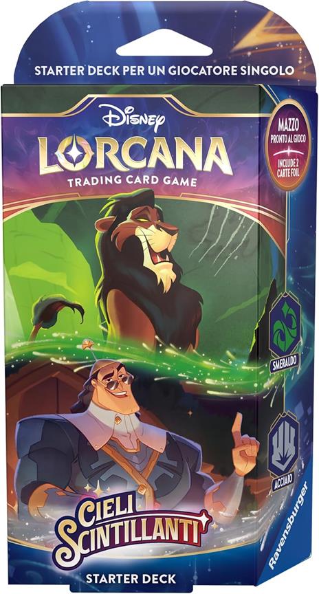 Ravensburger - Disney Lorcana TCG: Cieli Scintillanti, Starter Deck Smeraldo & Acciaio 60 Carte - 2