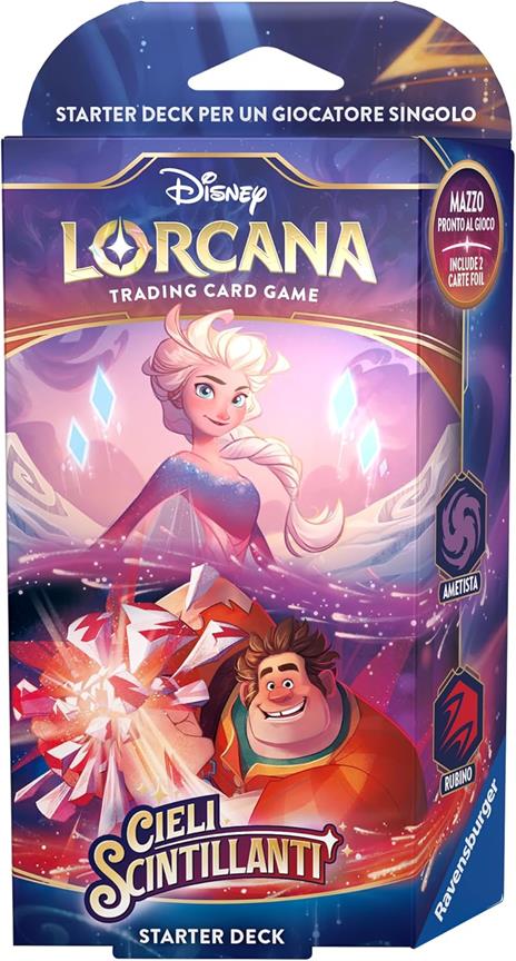 Ravensburger - Disney Lorcana TCG: Cieli Scintillanti, Starter Deck Ametista & Rubino 60 Carte, Carte da Gioco - 2