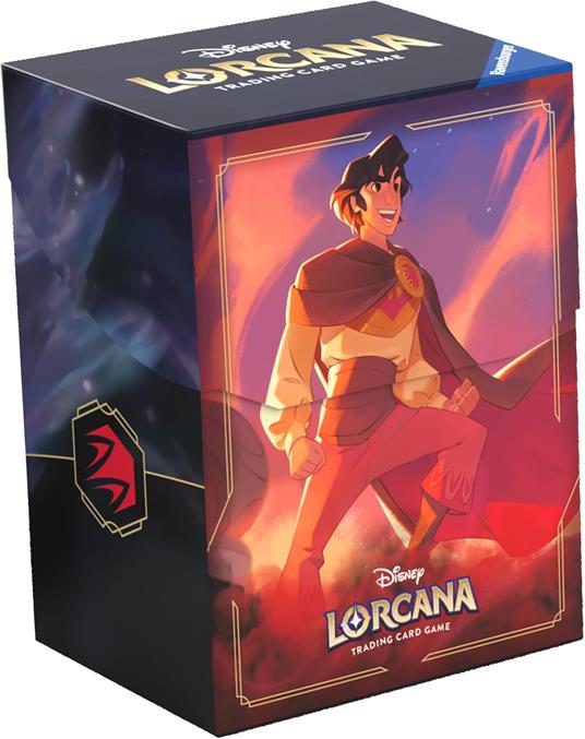 Ravensburger - Disney Lorcana TCG: Cieli Scintillanti, Aladdin Deck Box 80 Carte, Porta Mazzo di Carte da Gioco